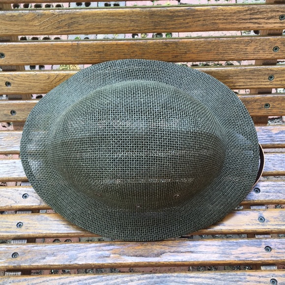 Olive drab safari pith hat mesh adjustable leather strap sun cap wide brim - Picture 10 of 12